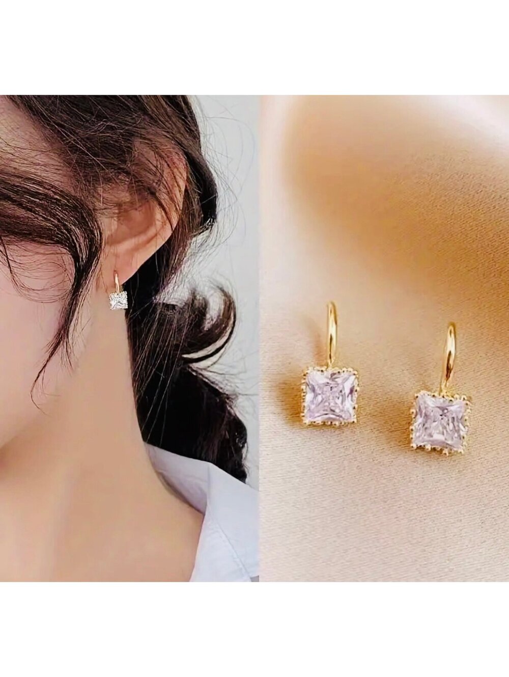 New - Gorgeous Princess Cut Zircon Earrings